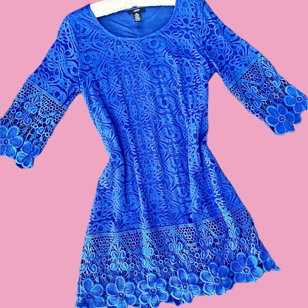 Royal Blue Crochet Lace Dress - Petite L